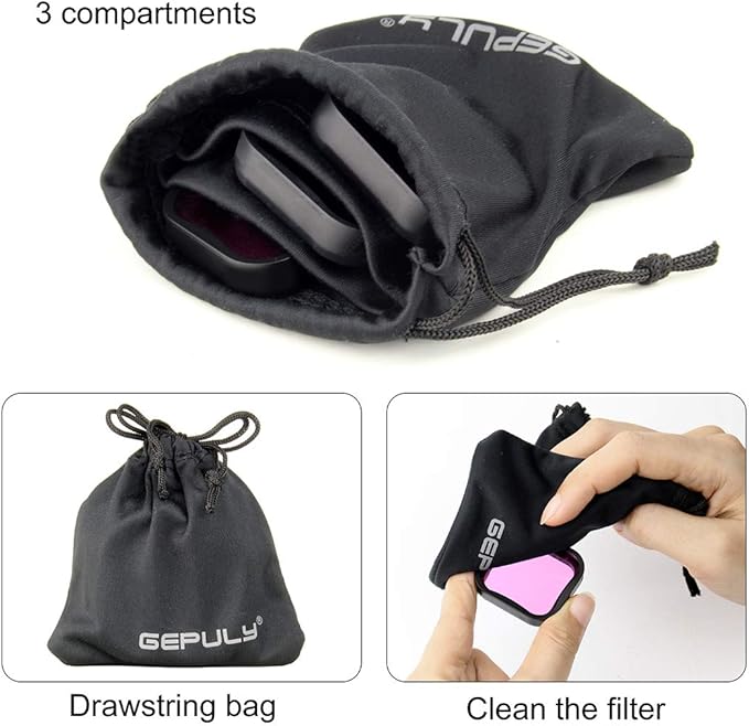 3 Pack Dive Filters for GoPro Hero 8 9 10 11 12 13 Official Waterproof Housing Case (Red, Light Red, Magenta Filters) - Color Correction in Deep Diving/Scuba Snorkeling/Underwater Photography