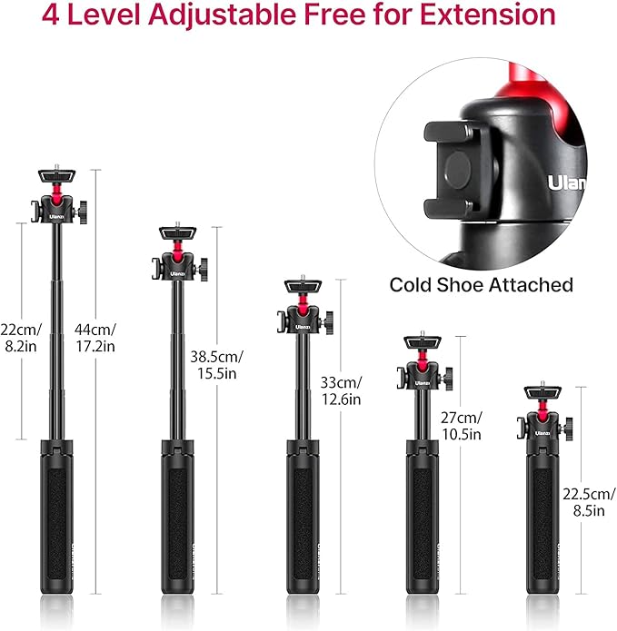 Camera Phone Tripod Flexible for Gopro - Mini Desktop Table Tripod Extendable Handle Selfie Stick Phone Hot Shoe Mount Remote Shutter Vlog Kits for Sony iPhone Gopro Hero Black