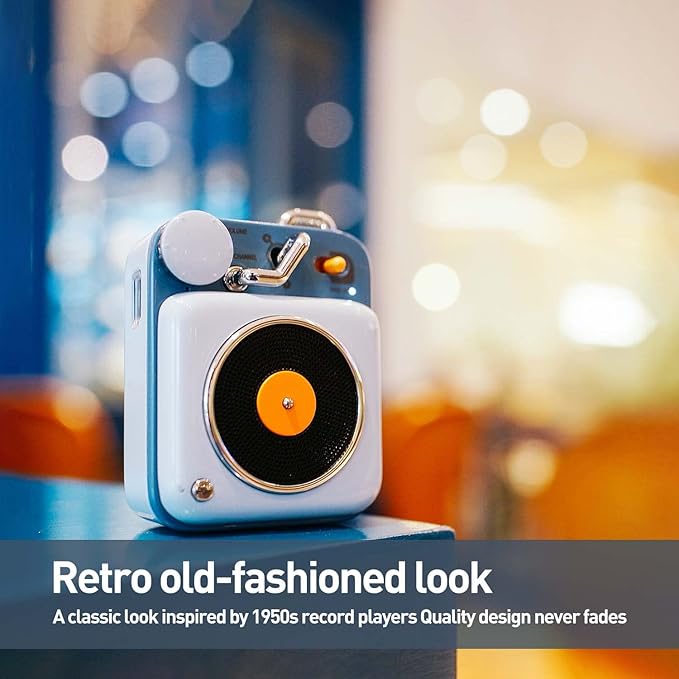 Muzen Mini Bluetooth Speaker, Button Small Cute Portable Metal Retro Wireless Speaker with Loud Volume Great Sound and Portable Lanyard & Gift Bag for Office Classic Vintage Decor