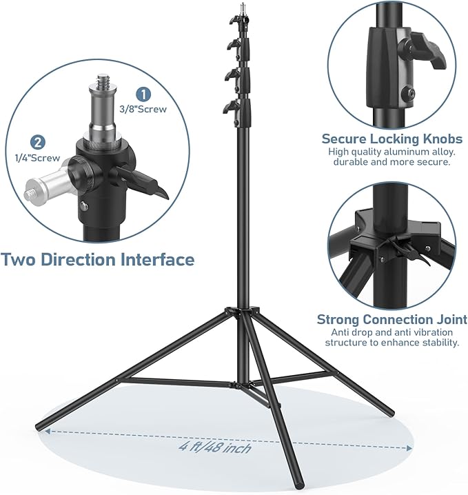 13.1' Heavy Duty Light Stand Photography, Sdfghj 157.2in/4m Adjustable Metal Professional Sky High Tripod with Air Cushioned with 1/4"& 3/8" Screw Adapter Compatible with Most DSLR Cameras