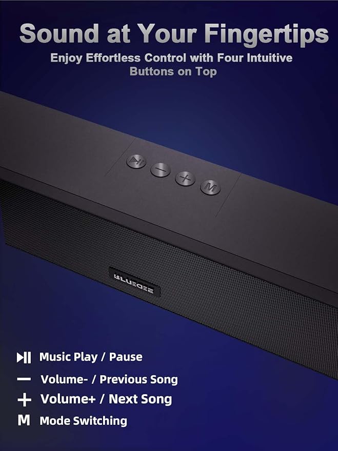 Computer Speakers, 24W Bluetooth Computer Soundbar, 3.5mm Aux-in Computer Speakers for Desktop Monitor, Computer Sound Bar with Deep Impactful Bass, Gaming Speakers for PC,Laptop,Tablet