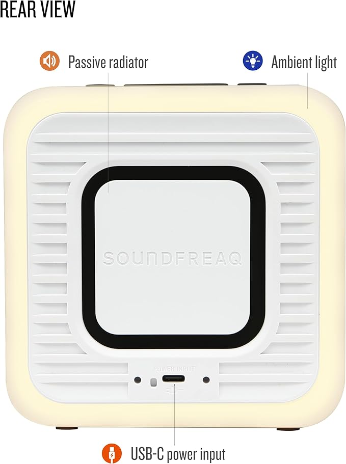 Sound Spot II SFQ-18: Portable Bluetooth Speaker with Powerful Bass, Nature Sounds, Ambient Light, and Speakerphone (White)