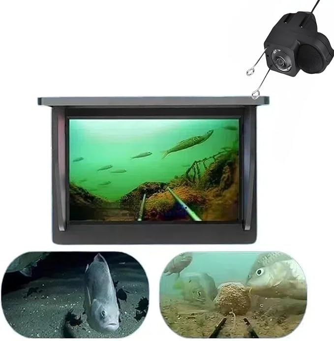 Fishing Camera Waterproof Fish Finder with Enhanced Vision Ultra-Wide Lens, Underwater Fish Finder for Ice, Lake Offshore Angling, IP68 Waterproof Underwater Camera for Fishing, 4.3-Inch