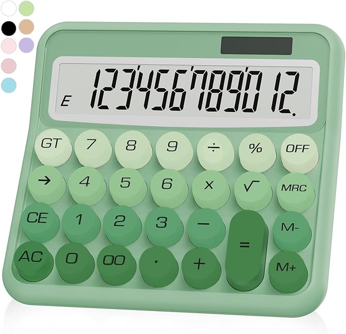 Gradient Green Calculator, UPIHO Standard Calculator 12 Digit with Large LCD Display and Big Buttons, Green Office Supplies for Women, Cute Desk Accessories for Office, School, Home, Business