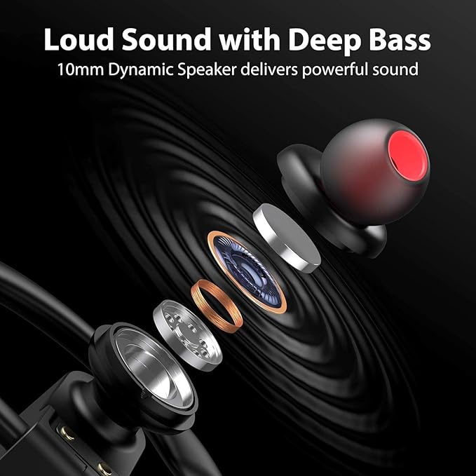 Vislla Wireless Earbuds, Bluetooth Headphones,11H Playback time on a Single Charge, in-Ear Earphones with Earhooks Built-in Microphone Waterproof Sport Earphones for Running Workout Gym Black