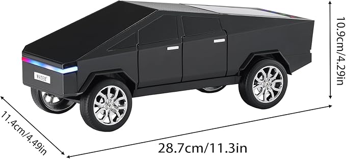 WS-580 Bluetooth Pickup Truck Replica Portable Speaker,with Display Screen,HD Sound, TWS Pairing, FM Radio,Built-in Microphone Hands-Free Calling, LED Party Light, Surprise Gift for Car Lovers(Black)