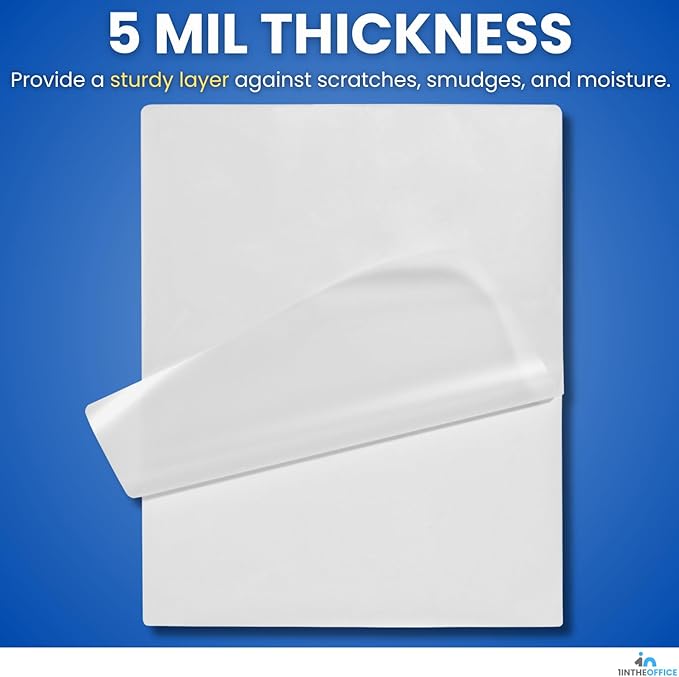 1InTheOffice Laminating Sheets 5 mil, Lamination Sheets 9 x 11.5, Thermal Pouch, Letter Size Clear, 100 Pack
