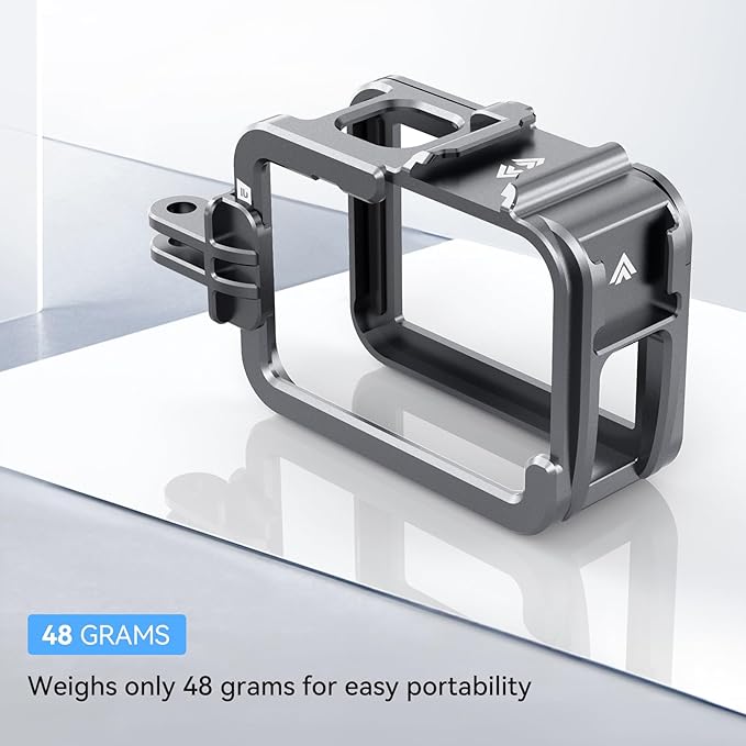 TELESIN Aluminum Case Metal Camera Cage for Go Pro 13 12 11 10 9, Protective Frame Housing with ND/CPL Lens Filter Compatibility, Protective Cage with 2 Cold Shoe Mount for Camera Accessories