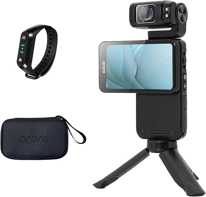 ORDRO M3 Video Camera Camcorder, 4K Vlogging Camera with 3.5-inch Flippable Touch Screen, 3250mAh Large Capacity Battery, IR Night Vision Pocket Camera with Remote Control and mini Tripod