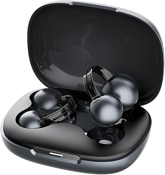 StarClip Open-Ear Wireless Bluetooth Headphones, Clip-On Earbuds, 4D Panoramic Sound, Clear Calls, Lightweight, Secure Fit, IP54 Water-Resistant Ear Grips for Workout and Daily Use, Gray