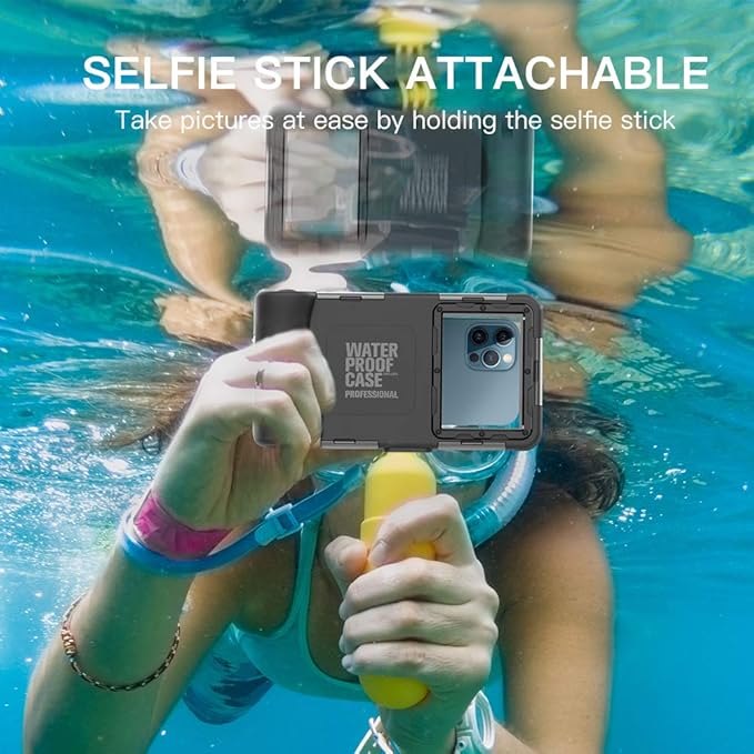 Waterproof Underwater Snorkeling Diving Phone Case for iPhone 16/15/14/13/12/11 Pro Max Mini and Galaxy S25/S24/S23/S22/S21 Ultra Plus Professional [15m/50ft] Photo Video Cover (SG Black)