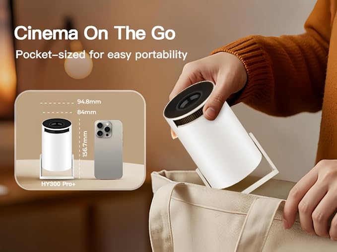 Built-in Apps & 2025 Upgraded Smart Projector with Wi-Fi 6 & Bluetooth 5.4, 1080P 4K Support Full HD, Auto Keystone 360° Portable Home Cinema Mini Projector for iOS/Android OptiBarrel 500