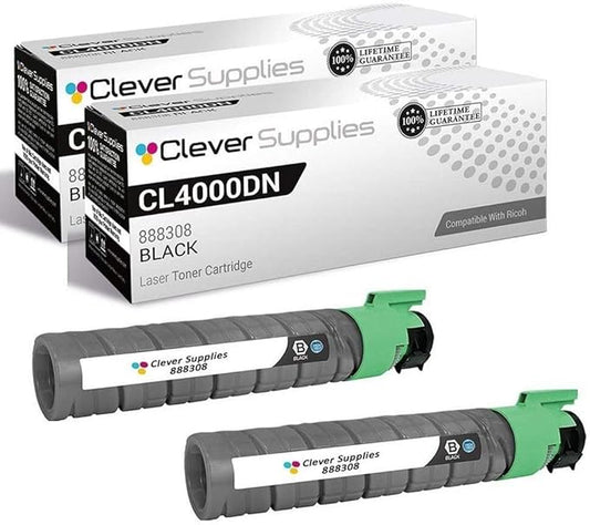 CS Replacement Toner Cartridge Compatible with Ricoh CL4000DN 888308 Black Color Laser Aficio CL4000DN Aficio SP C410DN Aficio SP C411DN Aficio SP C420DN LP226cn 2 Black Set