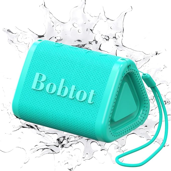 Bobtot Portable Bluetooth Speaker Wireless, IPX7 Small Shower Speaker Waterproof, 15H Playing Time, Loud and Stereo Sound with Bass, TWS Pairing for Party, Camping, Travel, Green