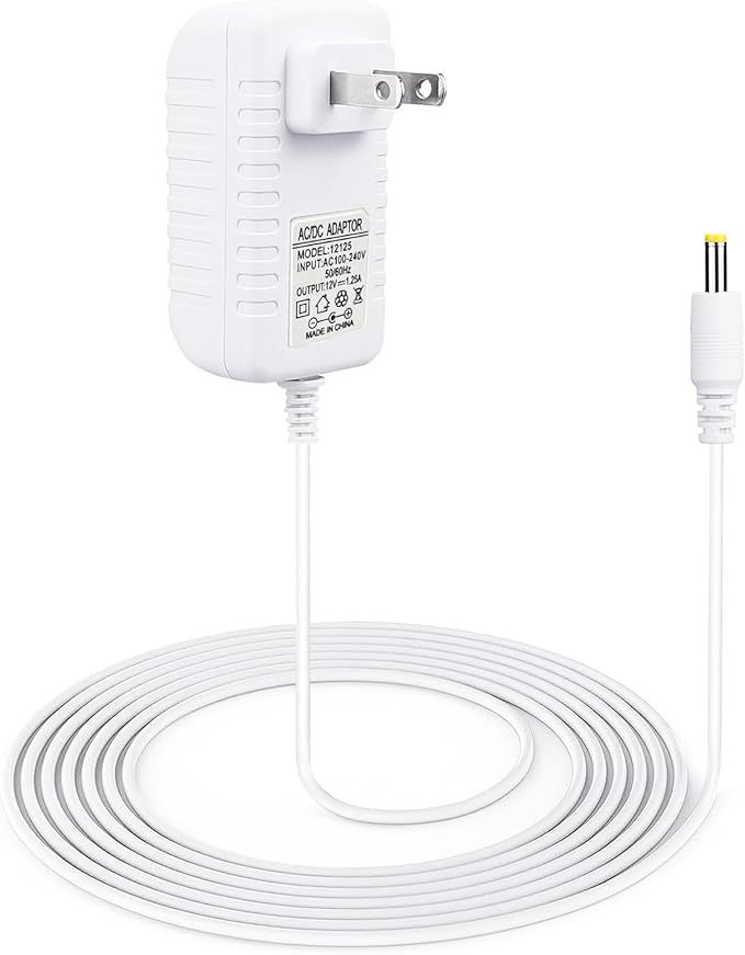 White 15W Power Adapter Compatible with Echo Dot 3rd/4th/5th Gen Echo Po Echo Show 5 (1st & 2nd Gen) Kids Edition Smart Speaker Charger, 6.6FT Cord, DC Plug Replacement