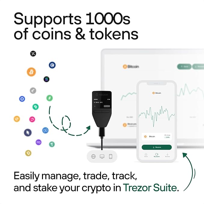 Trezor Safe 3 - Passphrase & Secure Element Protected Crypto Hardware Wallet - Buy, Store, Manage Digital Assets Simply and Safely (Solar Gold)