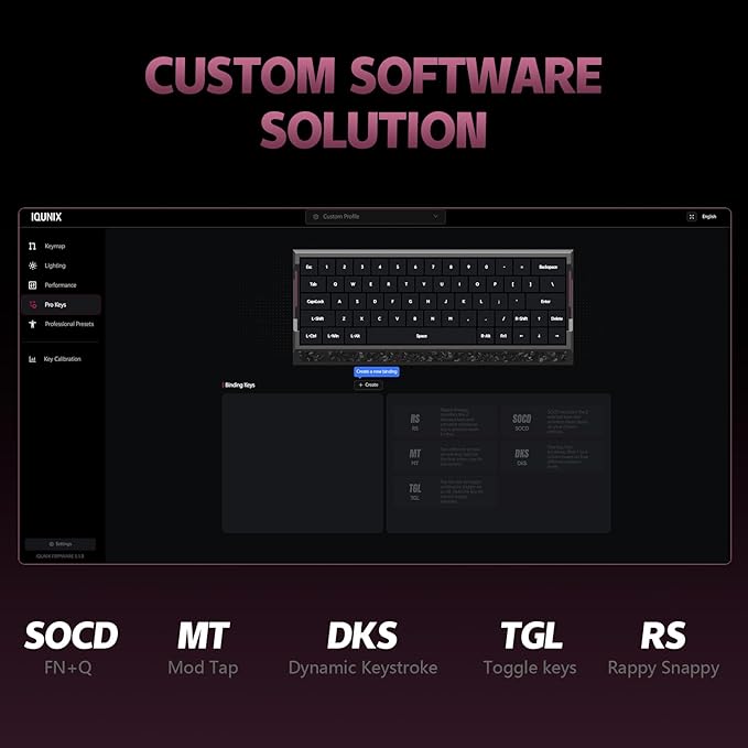 IQUNIX EV63 Hall Effect Magnetic Gaming Keyboard 60% | 0.01mm Rapid Trigger, Adjustable Actuation, 0.125ms Latency, Hot-Swap, SOCD, RGB, Aluminum with Forged Carbon (Dark Side)