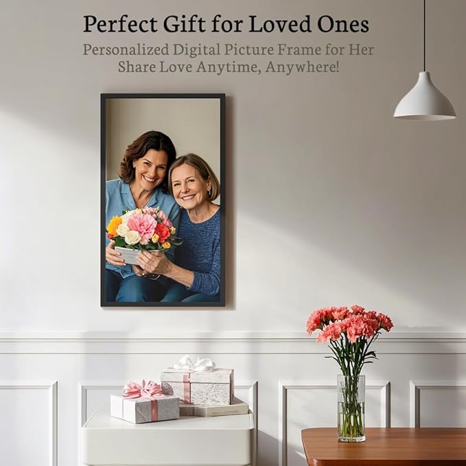 BSIMB 32 Inch Large Digital Picture Frame, Touchscreen 64GB 1920x1080 FHD WiFi Photo Frame Electronic Display Wall Mount Include, Share Pictures/Videos via App/USB/SD, Easy Setup, Gifts for Mom, Black