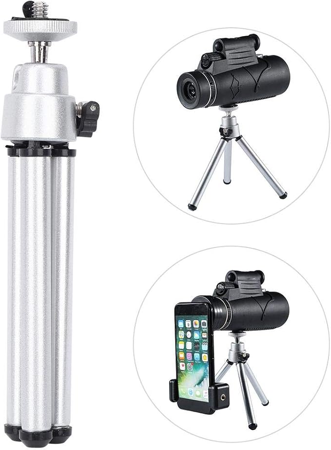 Keenso 3Pcs Universal Foldable Aluminium Alloy Stoving Varnish Mini Antishake Telescopic Tripod Telescoping Tripod Stand Monocular Telescope Camera Tripod