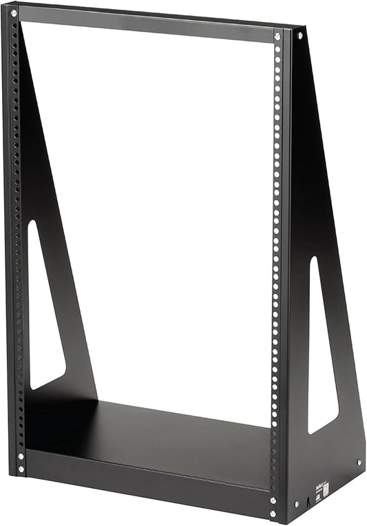 StarTech.com 2-Post 16U Heavy-Duty Desktop Server Rack, Small Open Frame 19in Computer Rack, Compact Network Rack for AV / Studio / Data / IT Equipment, Two-Post Home/Office Rack, TAA (2POSTRACK16)