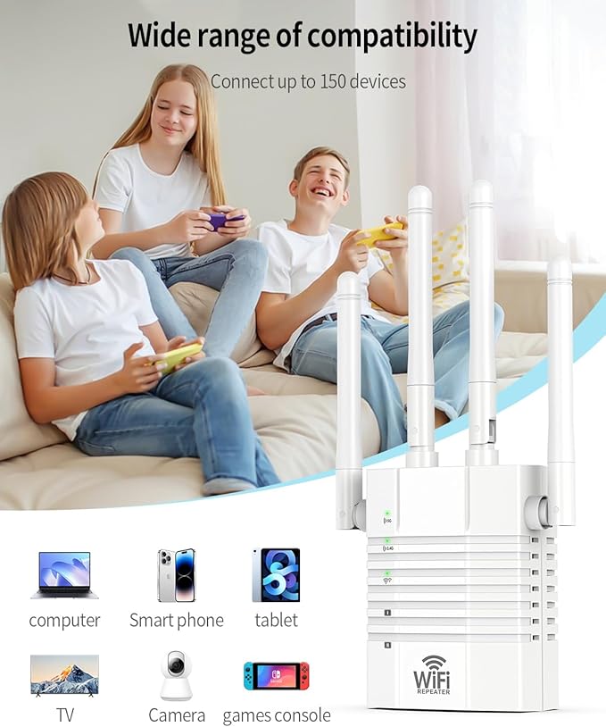 WiFi Extender, WiFi Extender Signal Booster, WiFi Booster, Covers Up to 13888 Sq.ft and 150+ Devices, Dual Band Wireless Repeater, WiFi Repeater, WiFi Extenders Signal Booster for Home