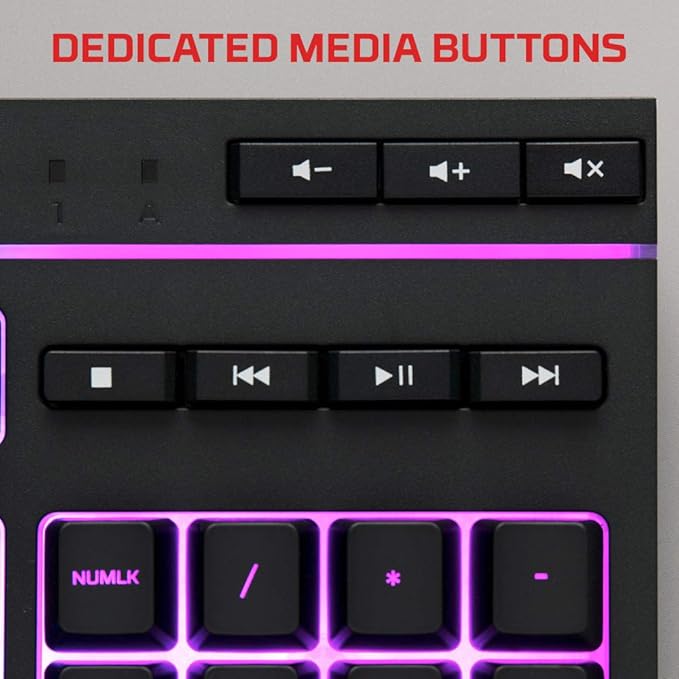 HyperX Alloy Core RGB LED Xbox PlayStation PC Gaming Keyboard Full Size Backlit Wired Tactile Anti-Ghosting Silent Quiet Keys English Layout Durable Frame for Gamer Computer Setup - Black (Renewed)