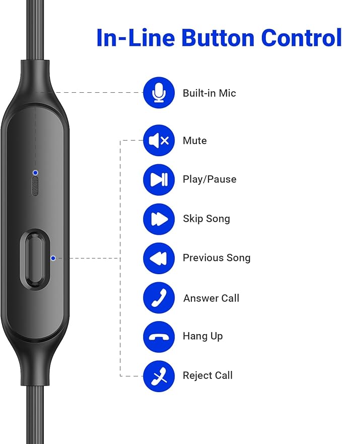3.5mm Wired Headphones with Mic, School Supplies Wired Earbuds for Computer, Noise Isolating Ear Buds Wire with Stereo Case Magnet, Corded Plug in Earphone for Surface/HP/Acer Laptop Chromebook, Black