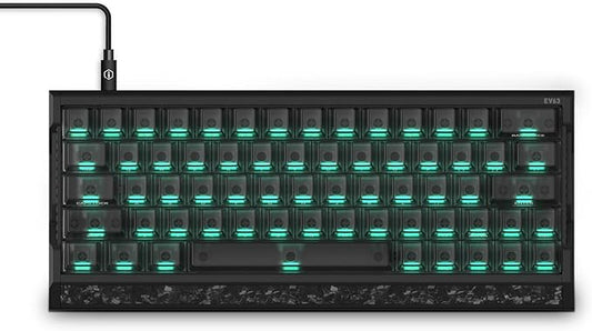 IQUNIX EV63 Hall Effect Magnetic Gaming Keyboard 60% | 0.01mm Rapid Trigger, Adjustable Actuation, 0.125ms Latency, Hot-Swap, SOCD, RGB, Aluminum with Forged Carbon (Dark Side)