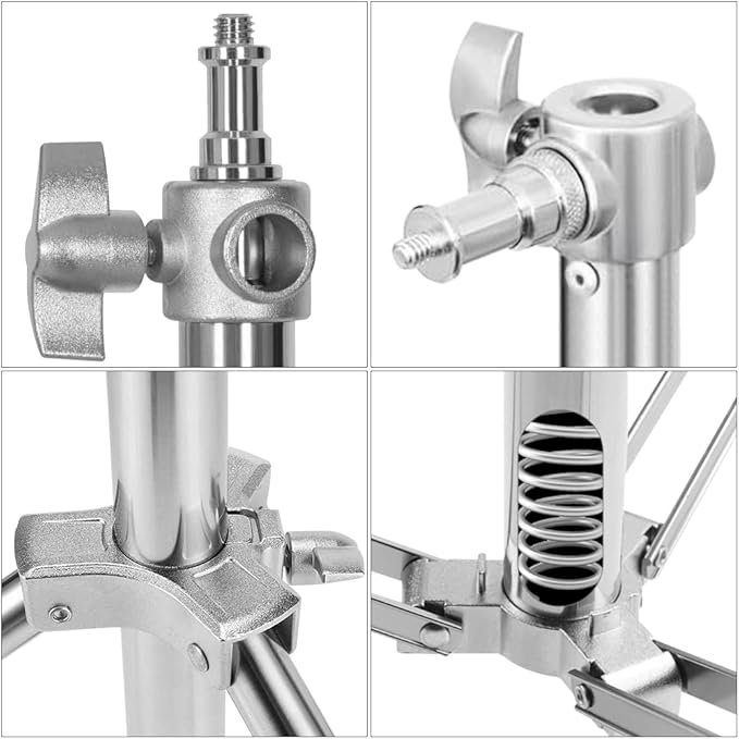 Stainless Steel Heavy Duty Photography Tripod Light Stand, 9.19 Feet/2.8m Studio Lighting Tripod for Speedlight, Strobe Light, Softbox, Umbrella