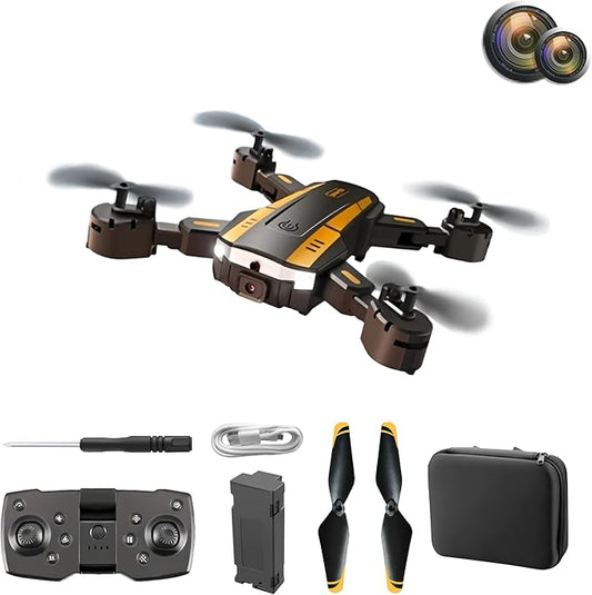 T6 Drone with Dual Camera, Intelligent Obstacle Avoidance, Fixed Height & Hover Hold, Gesture Shooting,App Controlled Toy Drone for Beginners(Yellow)