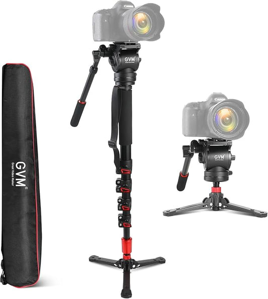 GVM Tripod for Camera 74.8" Tall Camera Tripod Monopod, Professional Heavy Duty Compact Camera Stand for Phone Adjustable Multi-Angle Shot for Video Recording DSLR, Spotting Scope Telescope Binocular