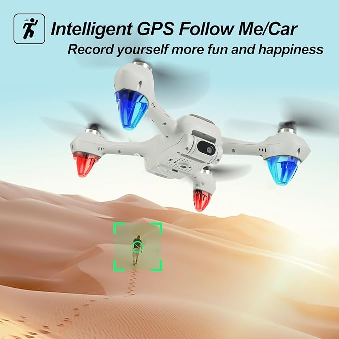 48%CODE Shapefun Upgraded Screen Remote GPS Drone with Camera 4K for Beginners, Sturdy Drones for Adults Safe Auto Return Home, Follow Me, Under 250g, with 32GB SD Card, Cool Flash Lights, Waypoint Flight
