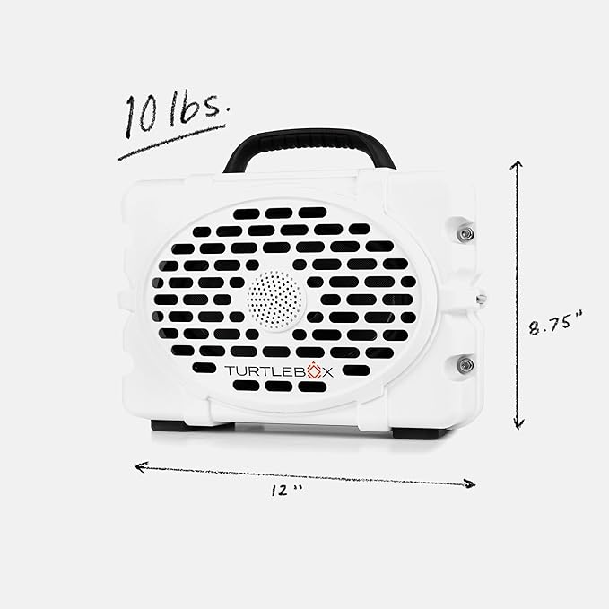 Turtlebox Original Gen 3: Portable Outdoor Bluetooth Speaker – Ultra-Loud (120dB), Waterproof (IP67), Rugged, Impact-Resistant, 3-Day Battery | Party Mode: Unlimited Pairing for Stereo Sound, White