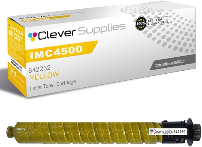 Clever Supplies CS Replacement Compatible with Ricoh IM C4500 Toner Cartridge 842280 to use with IM C6000 (Yellow, 1-Pack)