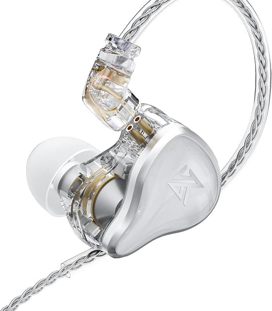 KZ ZAS in Ear Monitor Earphone 7BA+1DD 8 Unit Hybrid Technology IEM Headphones Noise Isolation, 8 Core Cable 3.5mm Jack Wired Earbuds (No Mic, White)