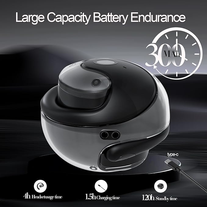 Open Ear Headphones Wireless Bluetooth 5.4, OWS Hanging Earphones Wireless Earbuds with Earhooks and Mic, IPX5 Waterproof, 48H Range, Out of Ear Earbuds for Sports Running Workout Driving(Black)