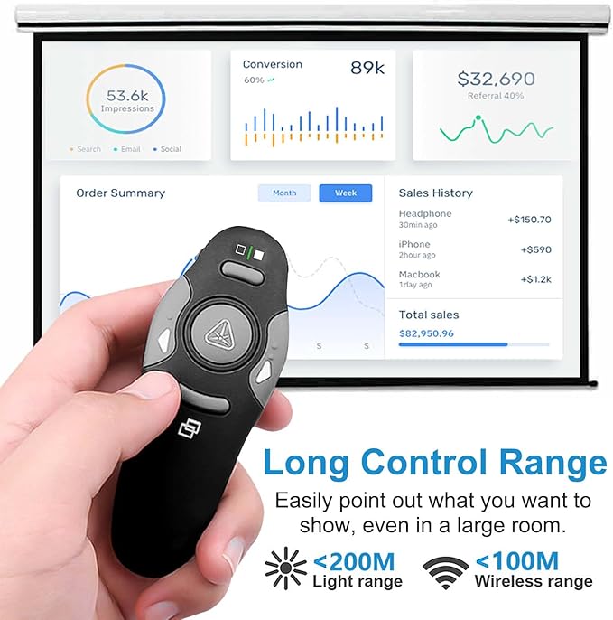 USB/Type-C 2 in 1 Presentation Clicker for PowerPoint Presentation Remote, 2.4GHz Wireless Presenter Remote USB Google Slide Advancer PPT PowerPoint Clicker for Mac, Computer, Laptop