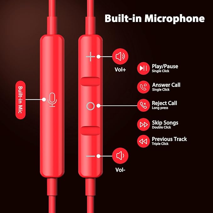 USB C Headphones with Mic for iPhone 17 Pro Max 16e 16 15, Type C Headphone Wired Earbuds HiFi Magnetic Sport Earphone for iPad mini Pro Air Samsung Flip 5 Fold 6 A55 Galaxy S25 S24 S23 FE OnePlus 9