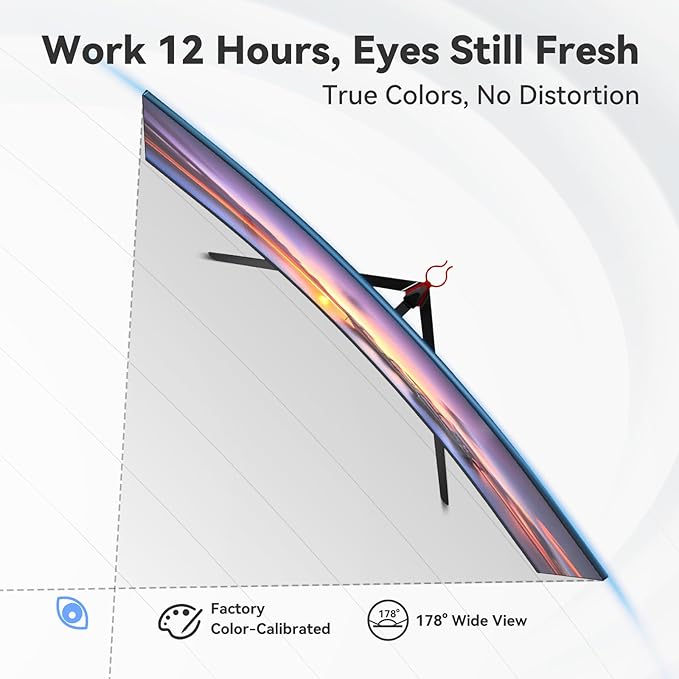 27 inch 1800R Curved Monitor 100Hz Computer Monitor 1080p Monitor,4000:1 Contrast Ratio,Three-Sided Slim Bezels,Blue Light Filter Tilt & VESA for Home Office Working((DP1.2 & HDMI2.0)