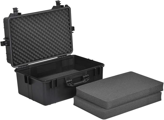 MEIJIA All Weather Waterproof Hard Camera Case,Hard Case with Customizable Fit Foam,Fit Use of Drones,Camera,Equipments,Pistols,Elegant Black (Black, 24.01"x16.92"X12.2")