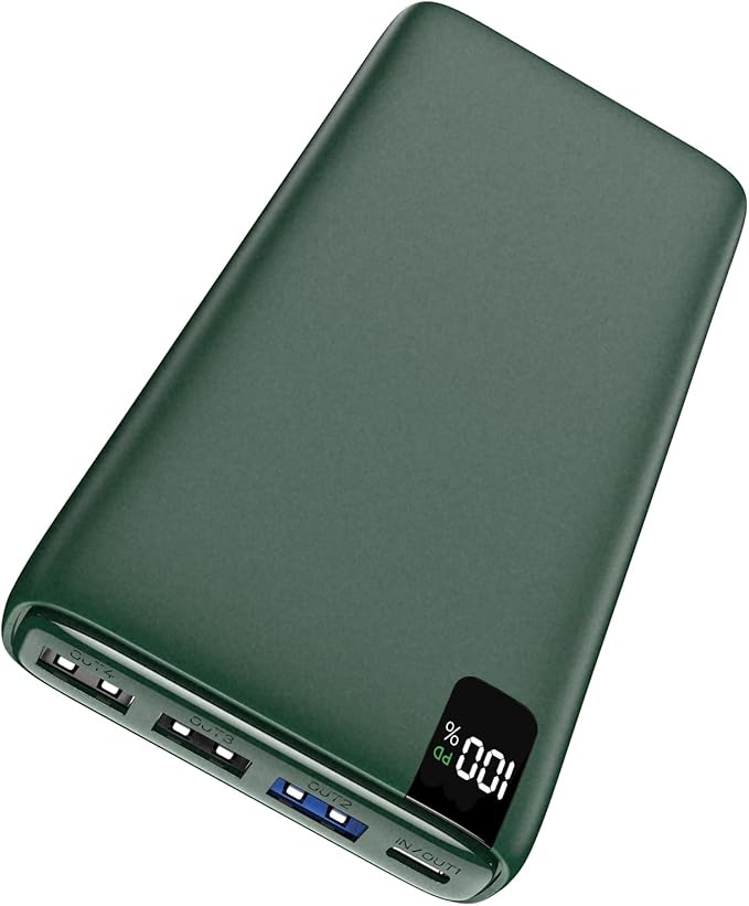 IXNINE Power Bank 26800mAh Portable Charger, 22.5W Fast Charging PD QC 3.0 Compact External Battery Pack with LED Display and 4 USB Outputs for Cellphone Tablet (Green)