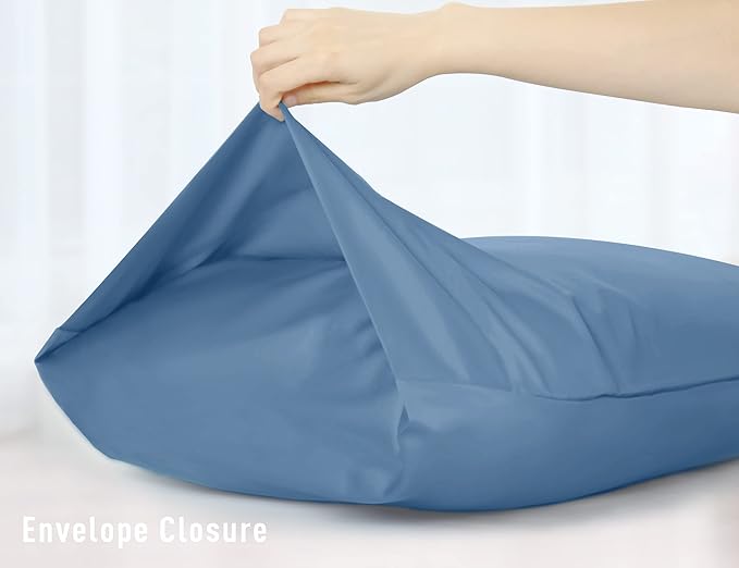 Sunflower Body Pillowcase 100% Cotton Long Pillow Cover/Case Envelope Closure 1 Pack, 21×54 inches Copen Blue, Soft and Breathable