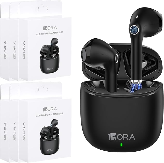 1 Hora 6 Packs Wireless Earbuds Bluetooth 5.3, Sports Headphones Deep Bass in-Ear Earphones, Premium Sound with Charging Case, Compatible with iPhone, Android Smartphone, Tablet, Laptop