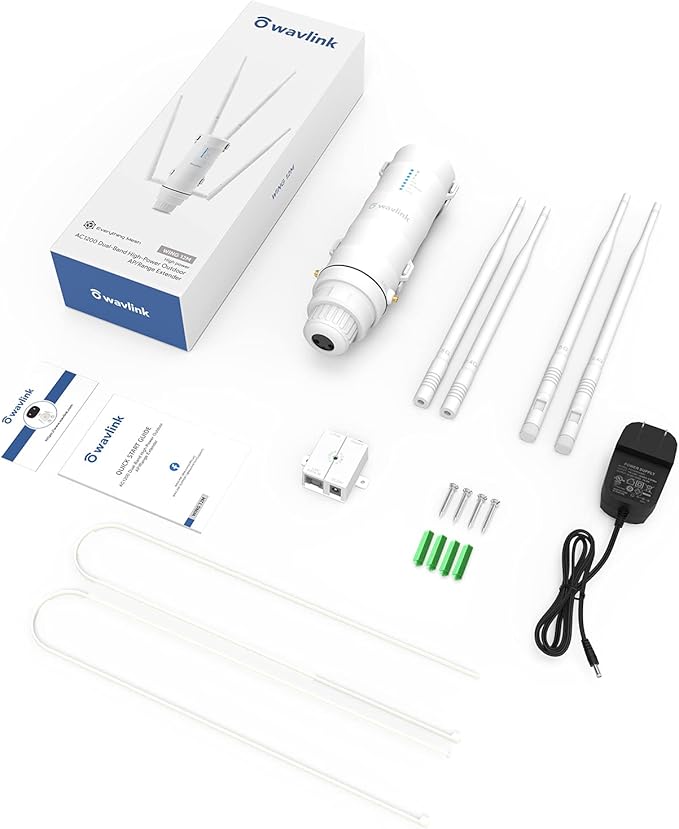 WAVLINK AC1200 Outdoor Wireless High Power Weatherproof WiFi Long Range Extender/Access Point/Router with Passive POE,Dual Band 2.4+5G Repeater,Gigabit Port, No WiFi Dead Zones for Working from Home