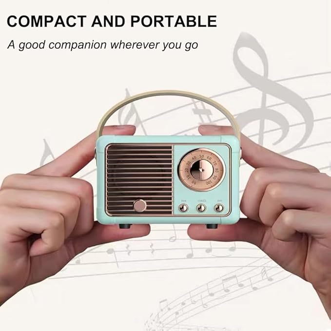 Retro Bluetooth Speaker, Wireless Portable Speaker with Crystal Clear Stereo Sound and Rich Bass, Vintage Decor, Retro Decor, Gifts for Teen Girls Boys Women (Blue)