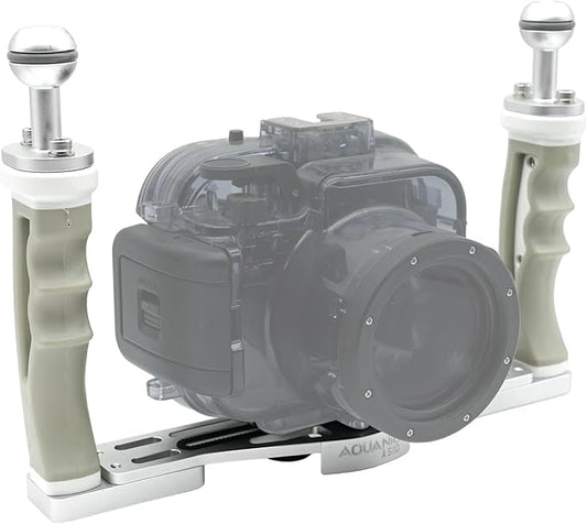 NS10 Underwater Camera Tray extendable Handle Grips Bracket for gopro,pt059,rx100 uw Camera housing Universal Soft Handle with Aluminum and Rubber Material (White)