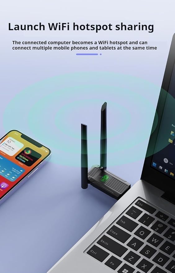 USB WiFi Adapter,1300Mbps WiFi USB 3.0 Dual Band 5G/2.4G Wireless Network Adapter for Desktop Laptop PC, Dual 2dBi Antennas,Supports Windows 11/10/8.1/8/7