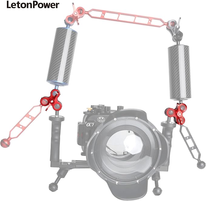 3-Hole 1" Aluminum Underwater Camera Clamp Ball Mount (2-Pack) - Underwater Bracket for Diving Light Arms & Camera Trays, Saltwater-Resistant Adapter for Scuba Photography/Videography Gear