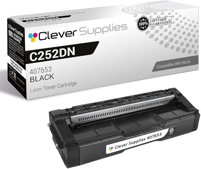 CS Replacement Toner Cartridge Compatible with Ricoh C252DN 407653 Black Color Laser Aficio SP C252DN Aficio SP C252SF Black