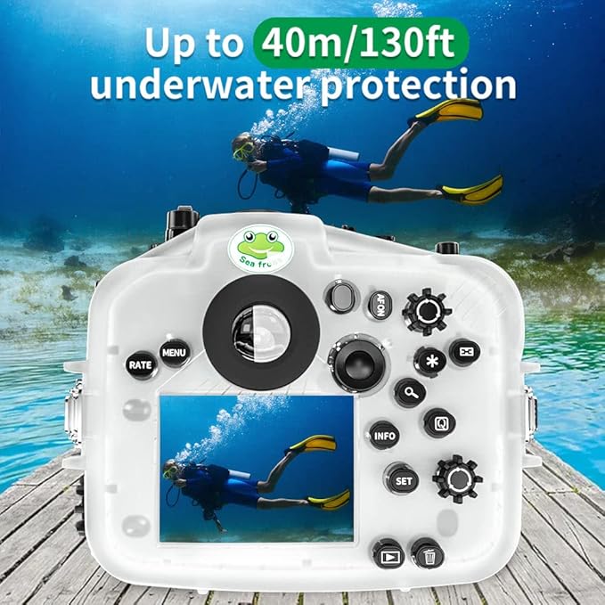 Sea frogs Underwater Camera Case Compatible with Canon EOS R6 60MM IPX8 40m/130ft Maximum Diving Depth Waterproof Camera Housing for Diving, Surfing, Rowing, Skiing